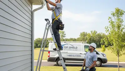 Technician repairing home gutters and vinyl siding in Tampa, FL to prevent water damage