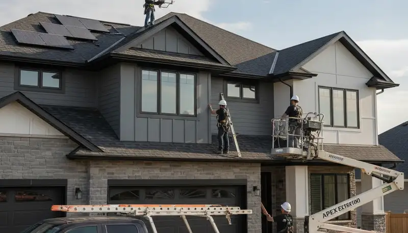 Professional roof inspection in Tampa FL by Next Level Exteriors detecting storm and moisture damage