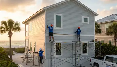 Vinyl siding installation on home exterior by professional contractors in Tampa, FL