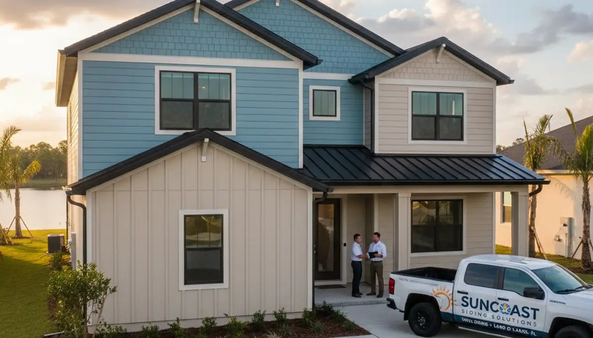 Vinyl siding installation on a Tampa FL home exterior by local siding contractors